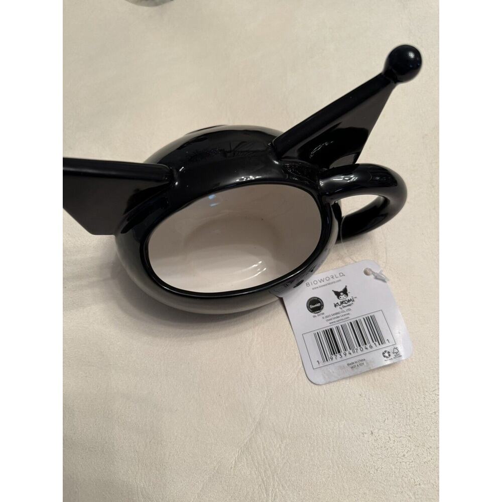 NWT Kuromi Hello Kitty & Friends Sanrio Sculpted Ceramic Mug Cup Black White - Picture 2 of 7